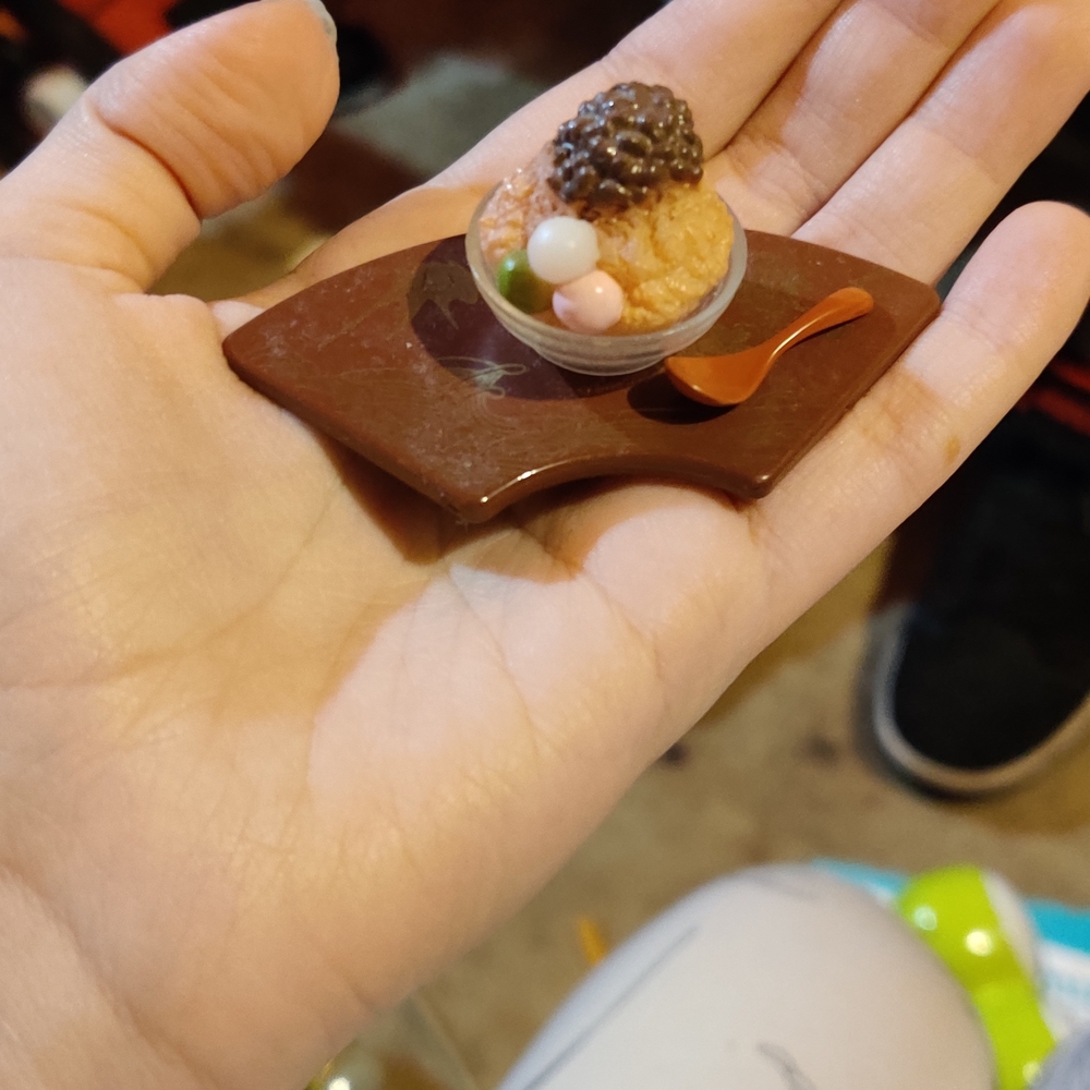 Miniature Dessert with Brown Tray and Spoon